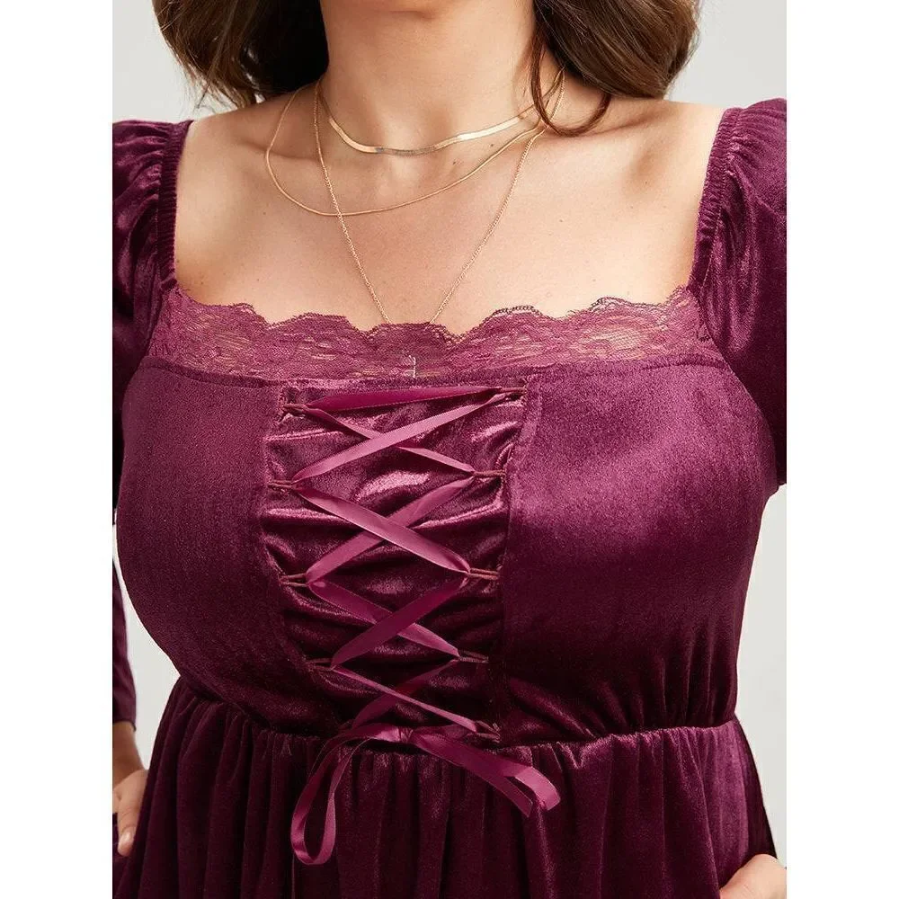 Bloomchic Halloween Velvet Bell Sleeve Dress - Picture 6 of 10